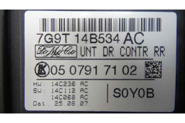 CENTRALITA CIERRE| FORD- AZWA|7G9T14B534AC 0507917102	 - 2007